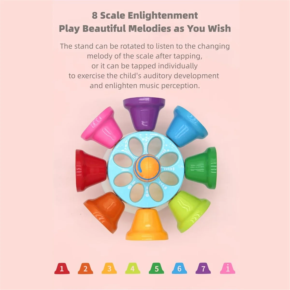 FRLI-yInstrumento a percussione per bambini, campanelle diatoniche arcobaleno per bambini, regalo di compleanno per bambini di 3 anni e