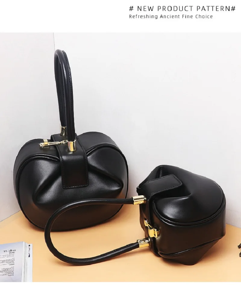 VIELINE New Fashion Women Wonton Bucket Bag One-Handle Bag Small Round Handbag Underarm Bag