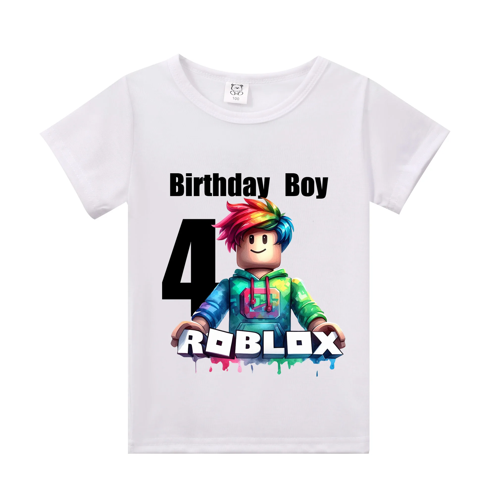 Roblox صبي فتاة عيد ميلاد عدد تي شيرت الأطفال ملابس الصيف الطفل القطن تي شيرت حفلة قصيرة الأكمام بلايز طفل الهدايا