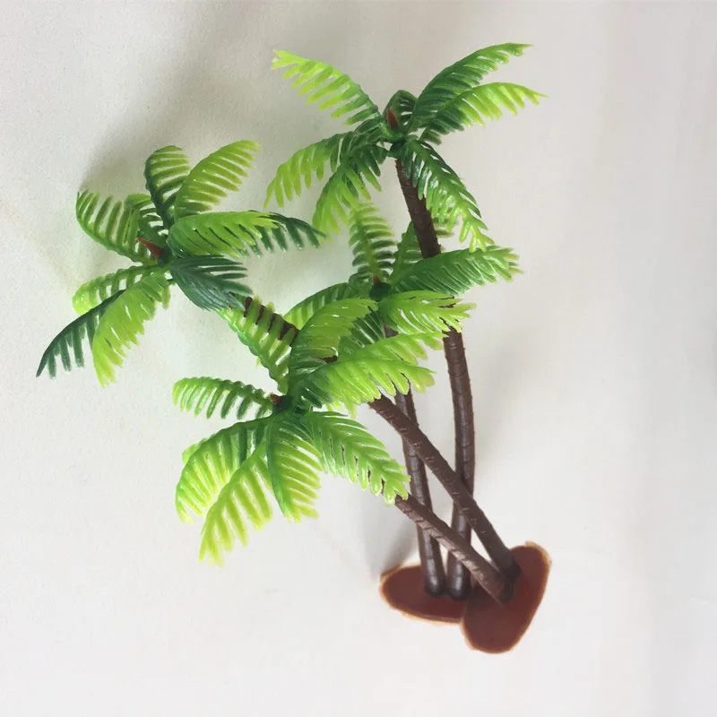 5Pcs Mini Plastic Coconut Palm Tree Plant Craft Micro Landscape Aquarium Decor Home Desk Figurines Miniatures Plant