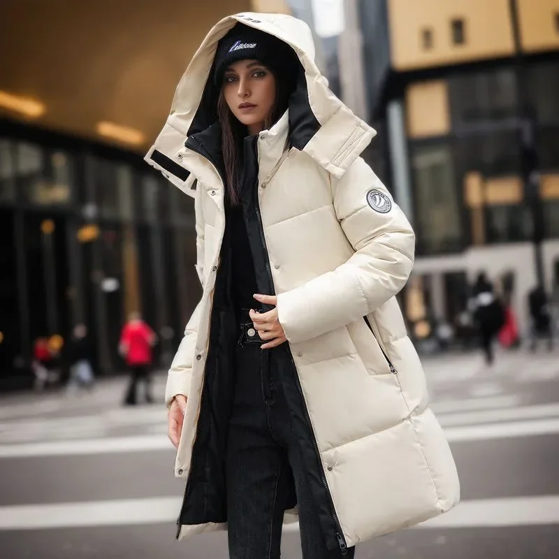 Winter Warm Hooded Parka Women\'s Korean Fashion Padded Jacket Down Cotton Women\'s Loose Long Coat Women\'s Winter Clothes Women