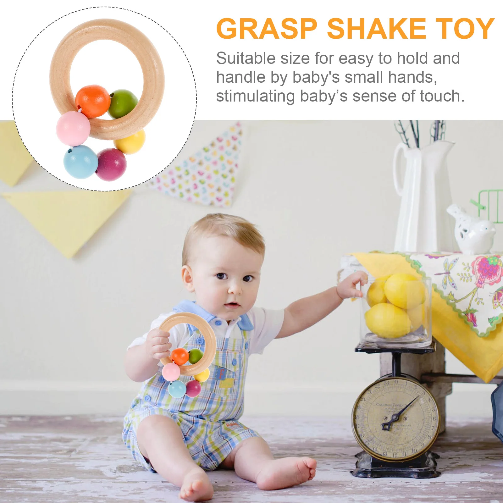 2개 유아용 손잡이 딸랑이 - 잡기 연습, 청각 학습 및 진정을 위한 부드러운 링 디자인