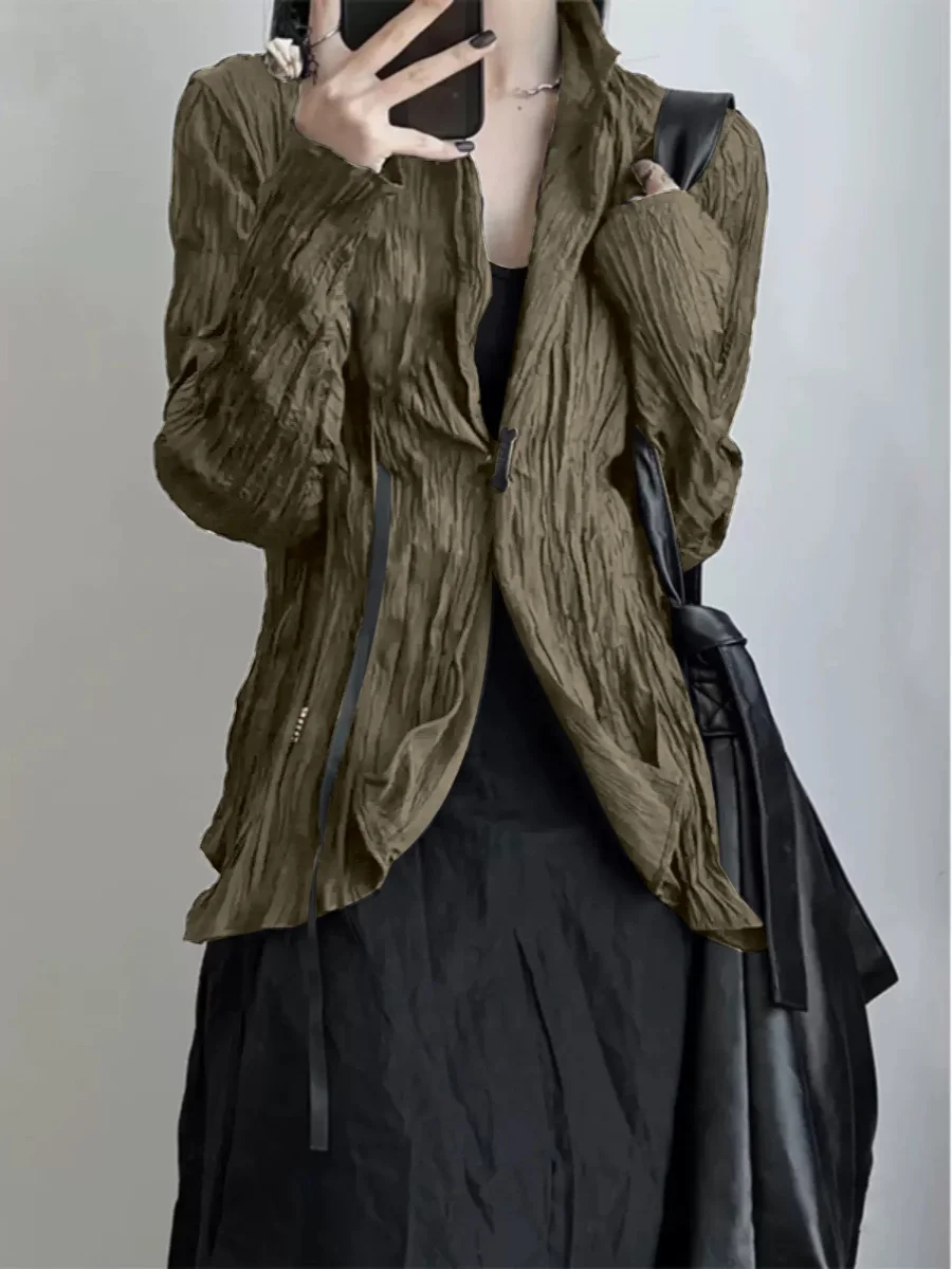 Petrarchan Sonnet getextureerde gevouwen dames irt uniek ontwerp zomer nieuwe Sle Commute Sle Long Sve polyestervezel