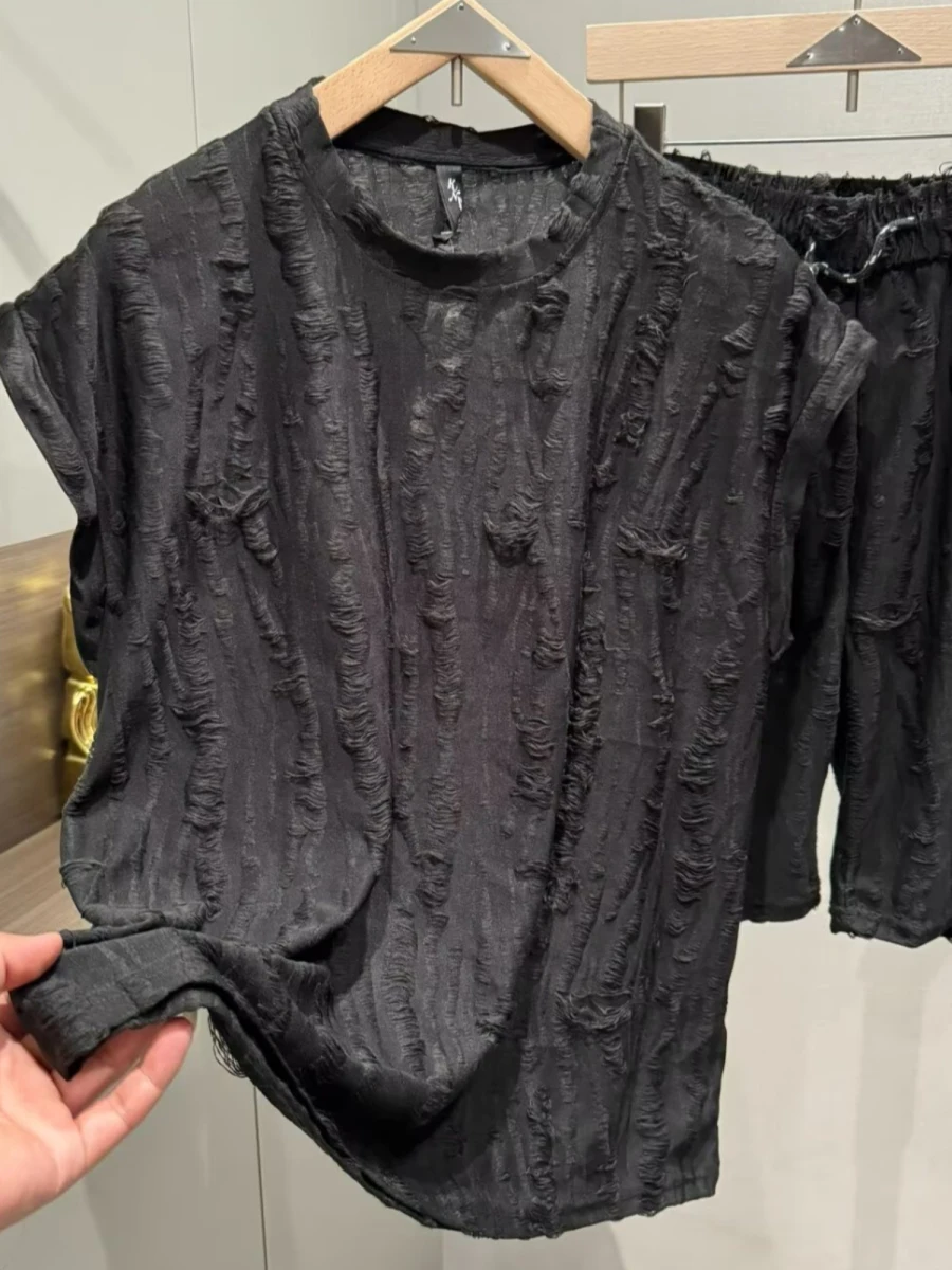 

Мужская футболка Svel в стиле хип-хоп American High Street и orts Set Qui Dry Spor Tear Design Летняя повседневная одежда из полиэстера...