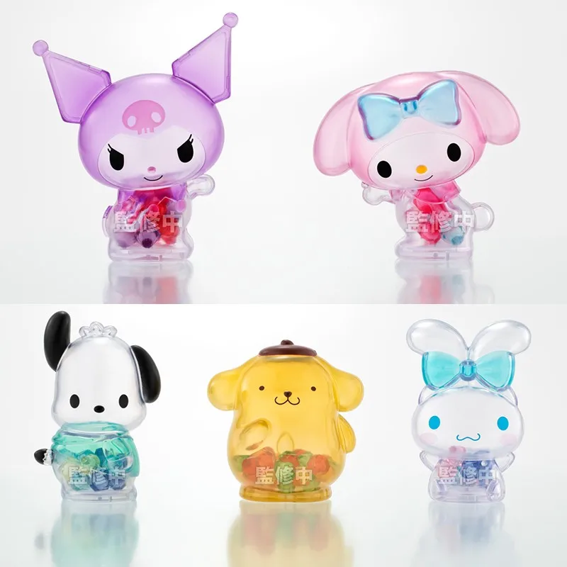 Jarro Transparente de Doces Sanrio, Enfeite de Personagens, Melodia, Kuromi, Cinnamoroll, Pompom, Purin, Pochacco, Figuras Anime, Brinquedos Modelo, Presente