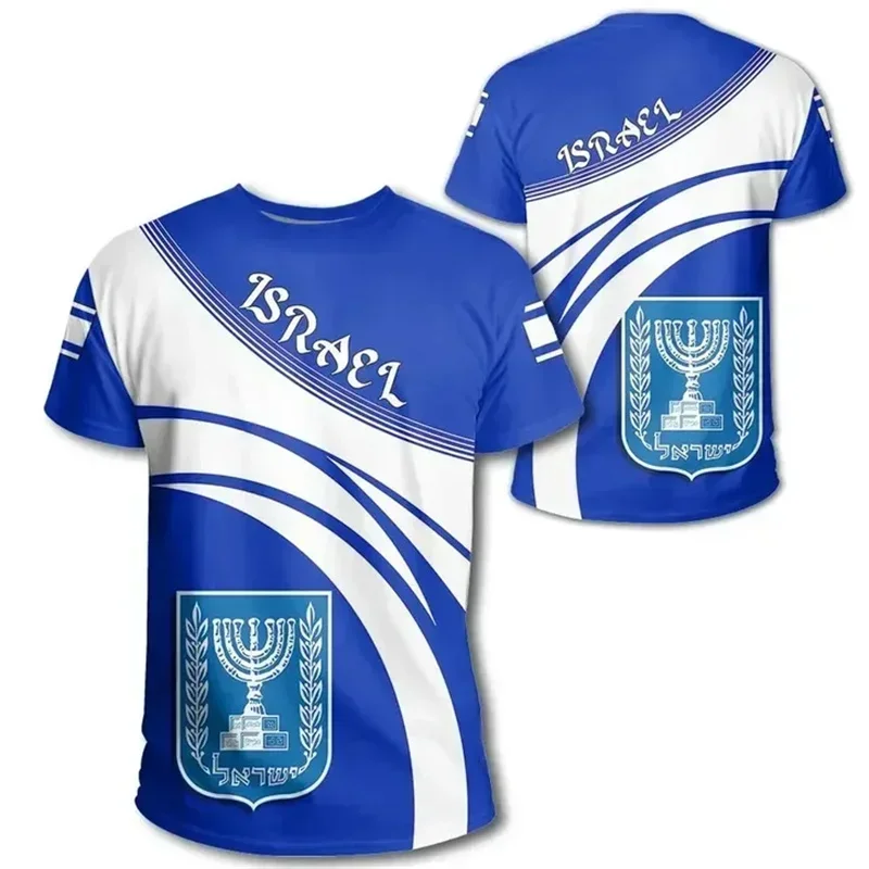 Israel Flag Men's T-shirt 3D Printed Israelis National Emblem Tops Short Sleeve O-Neck Oversized Sports Tee Shirt Clothing