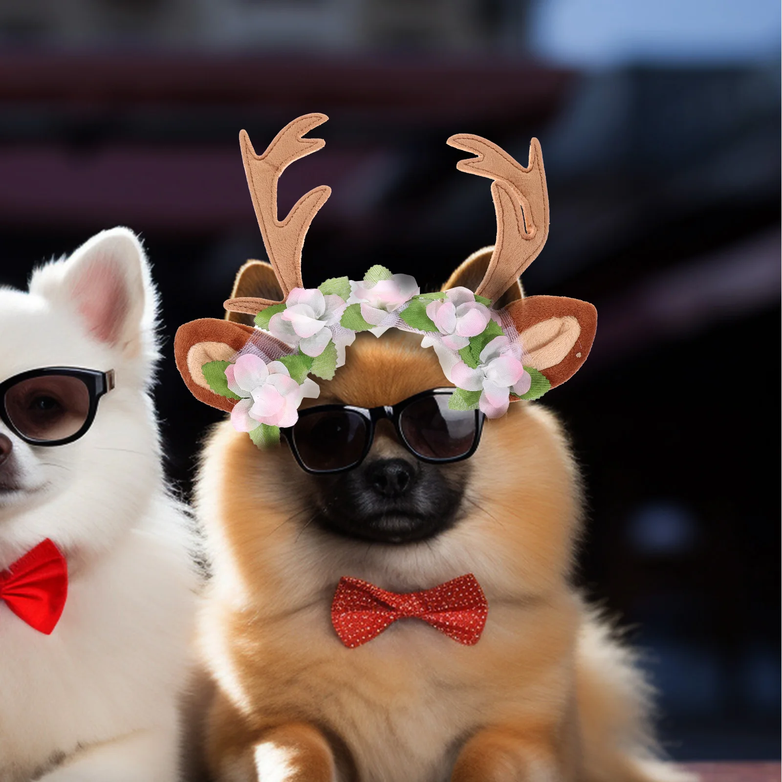 

Pet Christmas Antler Head Headband Headwear Dog Headdress Elk Animal Yarn Cosplay Costume Party Decorations