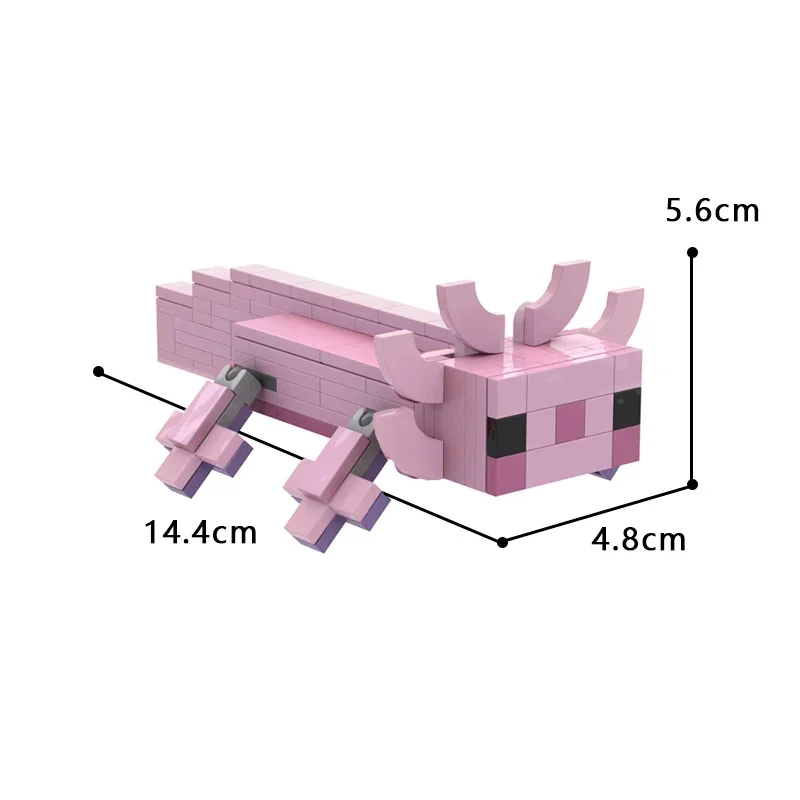 MOC Mexican Cute Animal Axolotl Building Blocks Set Pink Hexagonal Dinosaur Salamander Bricks Zabawka dla dzieci Prezent urodzinowy dla dzieci