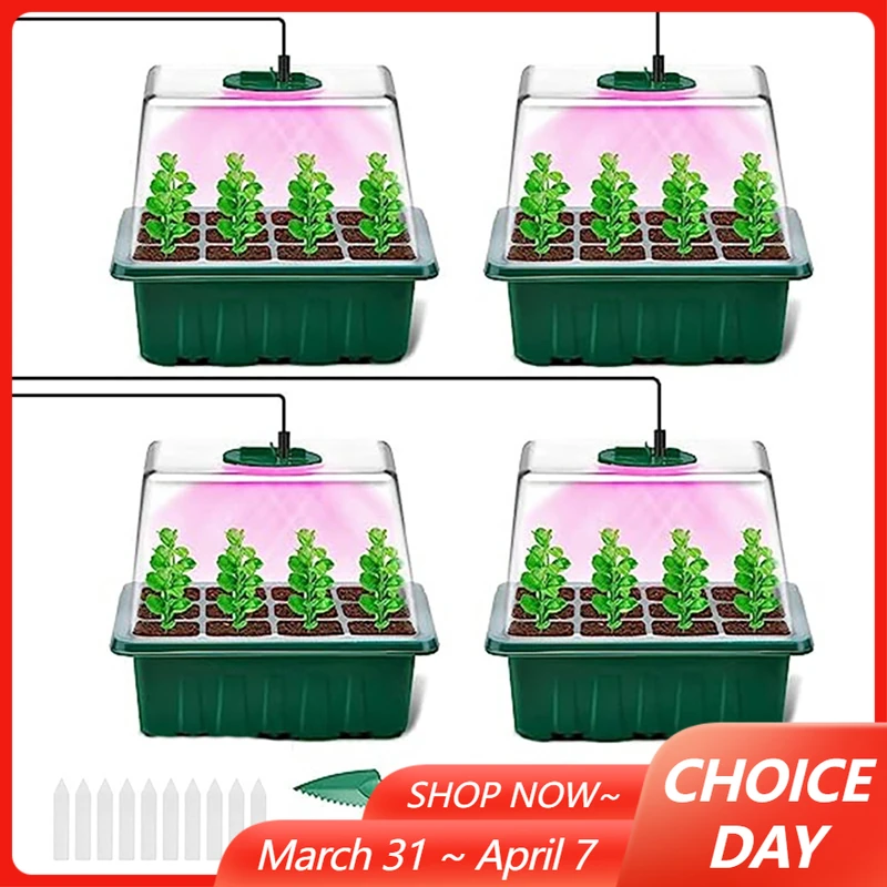 

Набор для проращивания семян: 12-ячеистый светодиодный фитосветильник, 4 таймера, 5 уровней яркости, коробка для рассады с вентиляционным клапаном