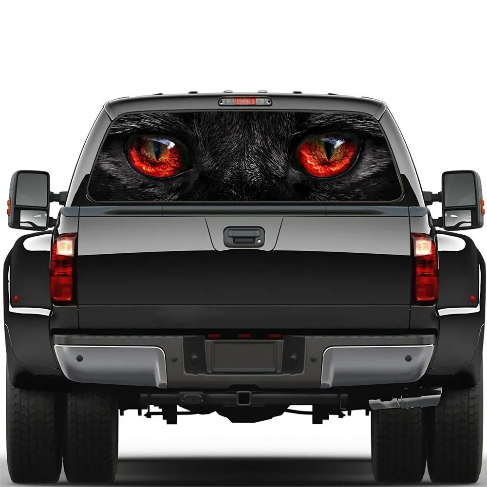 Wolf Face Tailgate Wrap - Weatherproof Pvc Car Sticker, Matte Finish, Fit For Full Size Trucks, Easy Apply & Remove