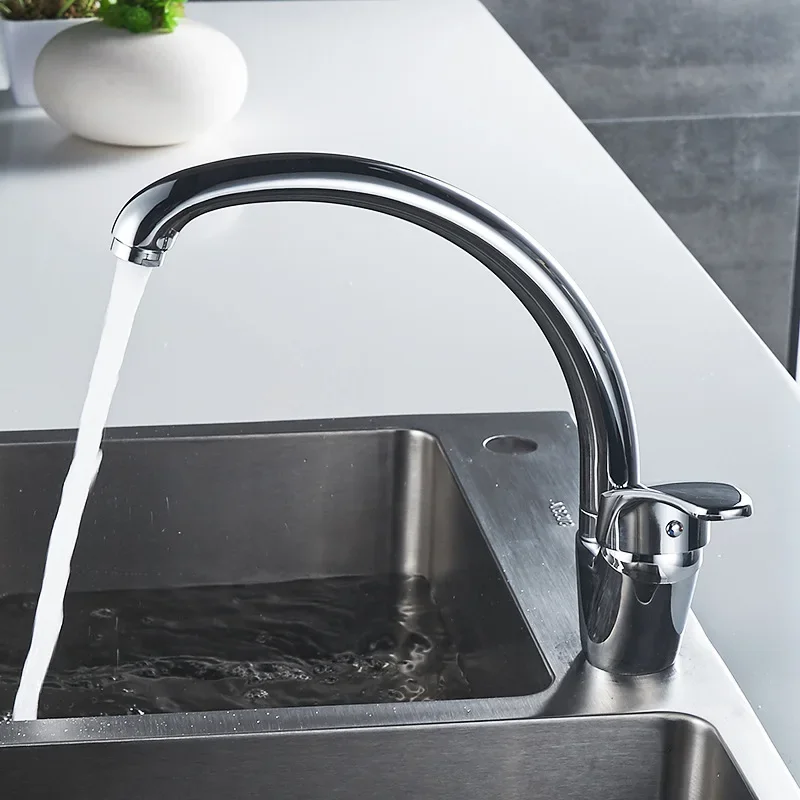 Stainless Steel Sink Faucet Hot and Cold Mixing Tap Kitchen Faucets Household Single Handle Rotation WashBasin Tap Deck Mounted