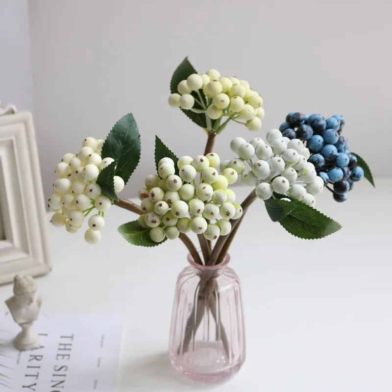 

Berry Artificial Flowers Bouqute Plastic Fake Flowers for Home Decors Christmas Garden Wedding Decoration Faux Plant Accessories