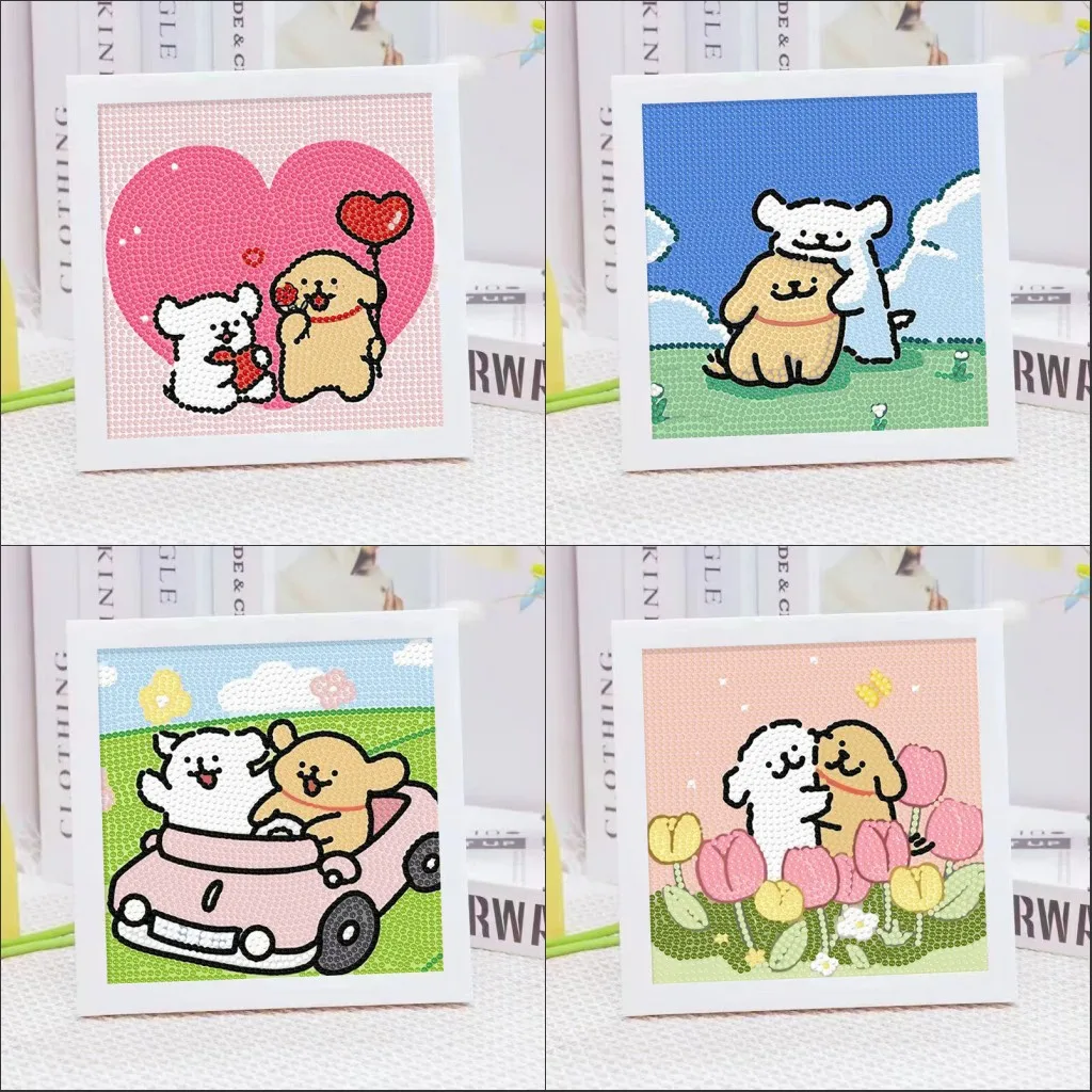 Ins Line Puppy Diamond Painting Diy Handmade Paste Cartoon Diamond Painting Children\'s Birthday Gift