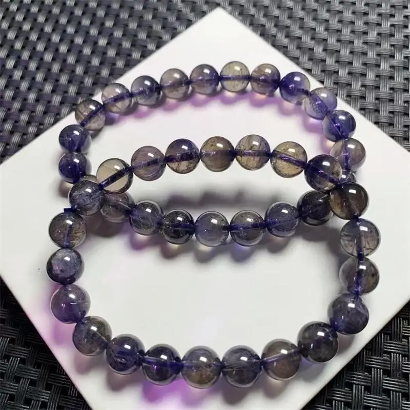 8.7 مللي متر سوار Iolite الطبيعي النساء الريكي شفاء ستراند أساور مجوهرات للإناث هدية 1 قطعة