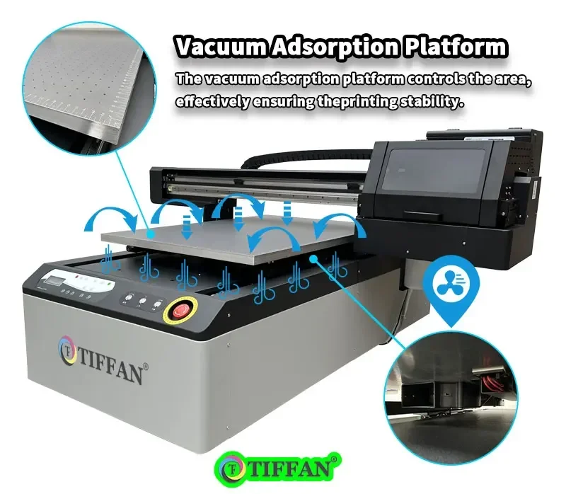 TIFFAN uv flat bed printing machine uv flatbed printer 6090 4050 bottle printer machine a3 uv flatbed printer