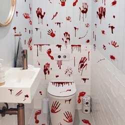 Halloween blood handprint wall stickers living room room decoration wall stickers self-adhesive wholesale wall stickers