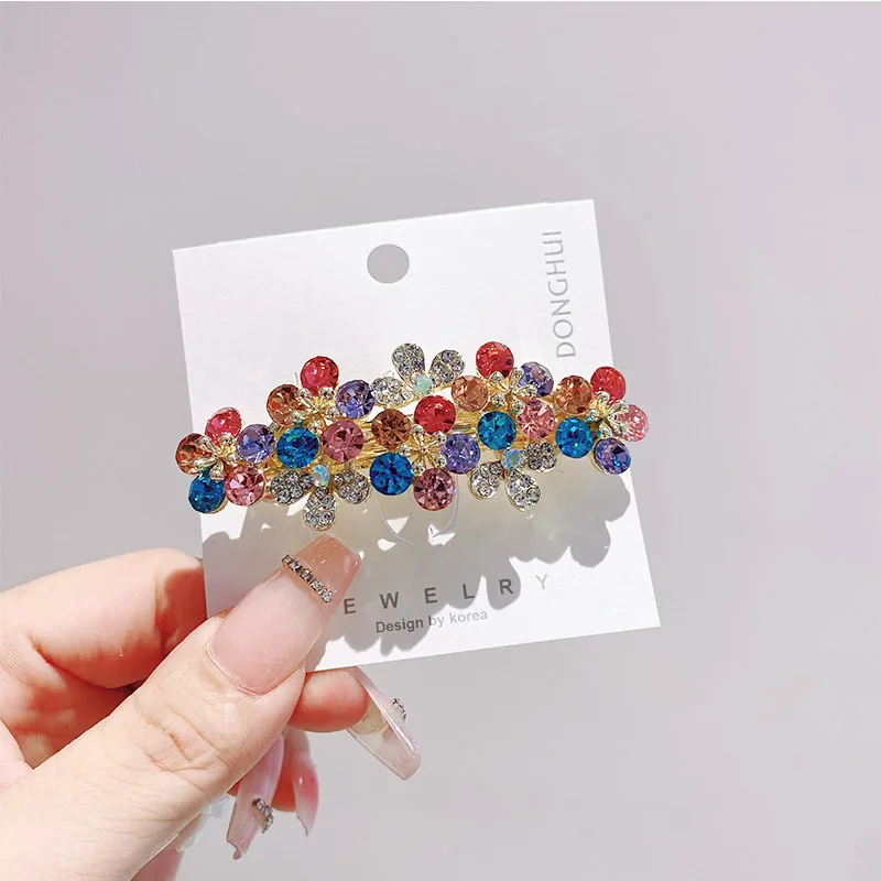 

Hairpin, hair accessories, rhinestone headgear, super flash hair card, versatile mini flower women's hot-selling accessories, spring clip.