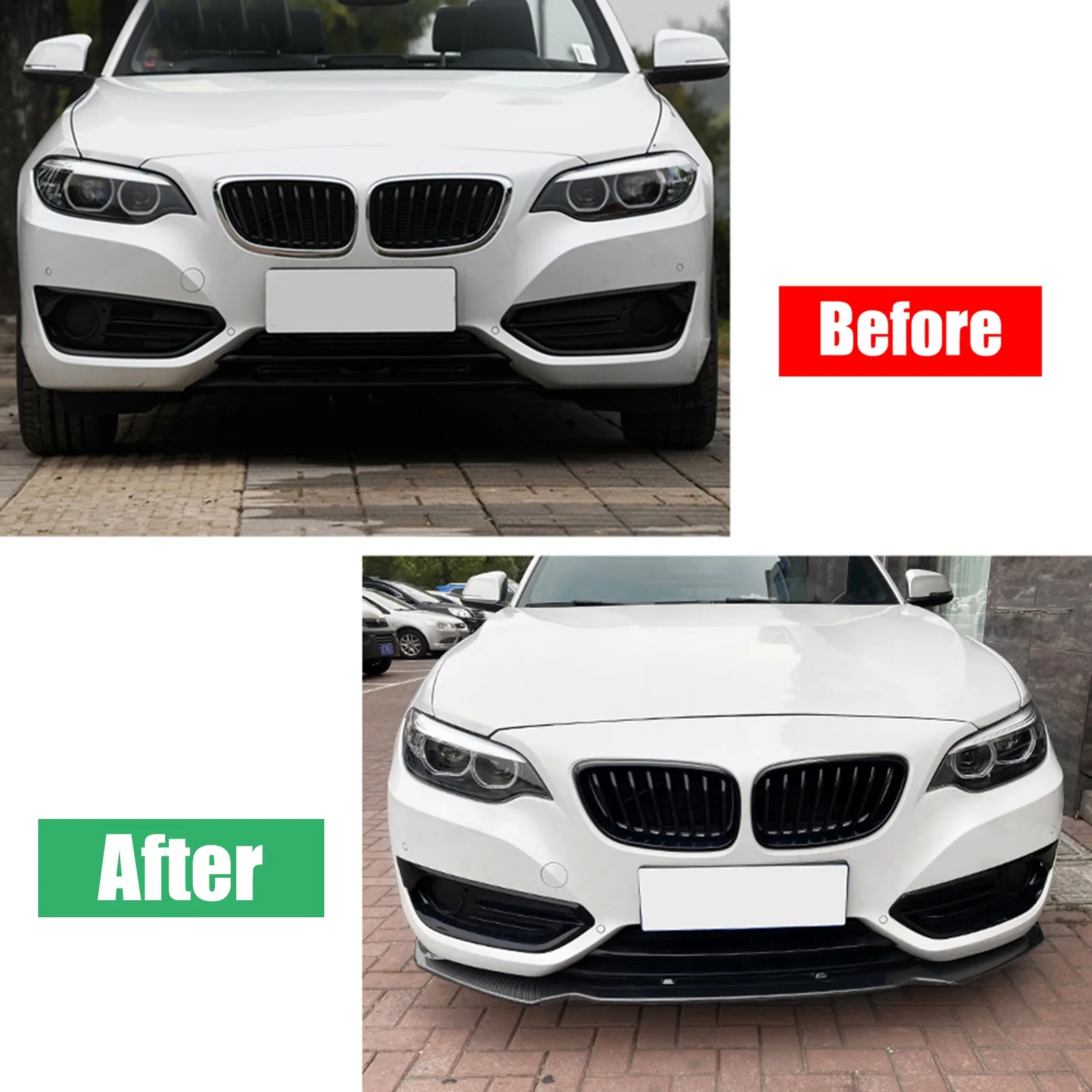 

For BMW 2 Series F22 220i 225i 228i 2014-2019 Front Bumper Lip Spoiler Splitter By Glossy Black Canards Diffuser Body Kit