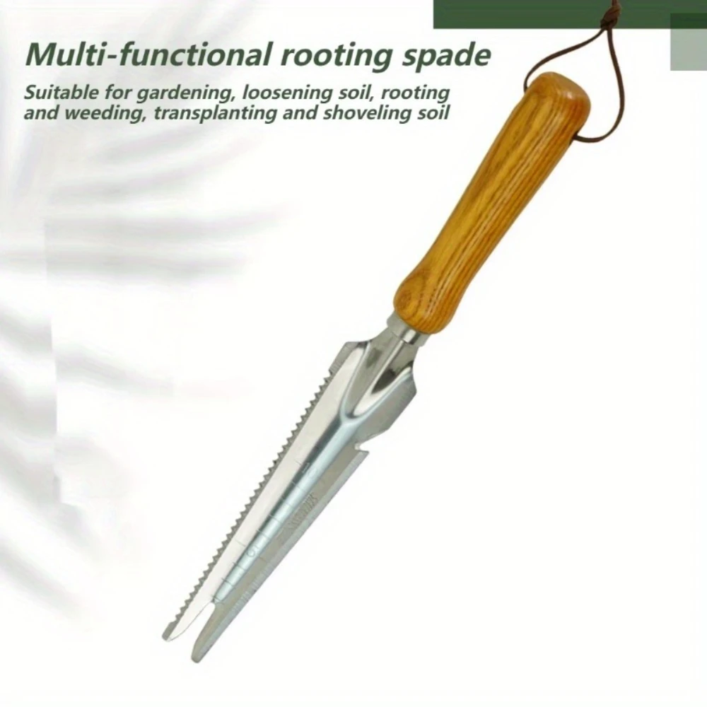 1 قطعة أدوات إزالة الأعشاب الضارة في الحديقة مجرفة بمقبض من الفولاذ المقاوم للصدأ لإزالة الأعشاب الضارة والزراعة والزراعة والحفر والقياس #6