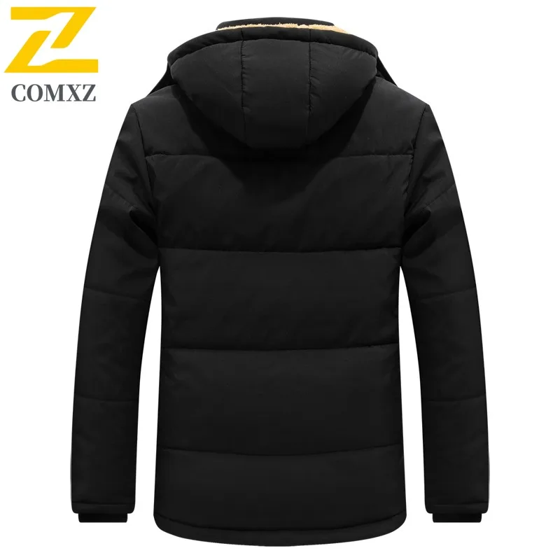 COMXZ Herren-Winterjacke mit Kapuze, hochwertige, lockere, verschneite, wattierte Jacke aus Baumwolle, Skifahren, warme, dicke, mittellange Steppjacke