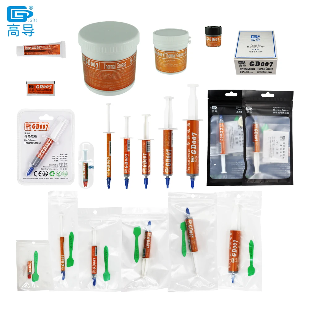 

GD007 Thermal Conductive Grease Paste Plaster HeatSink Compound Net Weight 0.5/1/3/7/15/30/150/1000 Grams MB SSY BAS BR BX CB CN