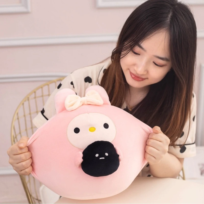 Sanrio Soft Recheado Almofada para Crianças, Cute Cartoon Pillow, Hello Kitty, My Melody, Kuromi Cinnamoroll, Circular Plush, Aniversário Xmas Gifts