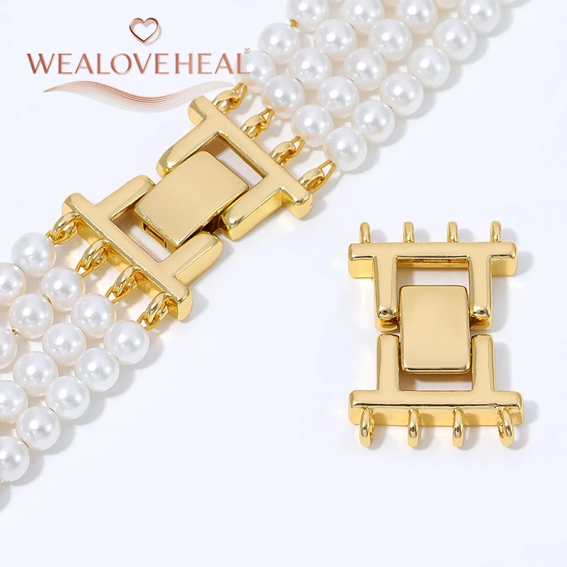 armband verschluss, 18K vergoldeter Messing-Mehrstrang-Kastenverschluss für Perlenketten und Armbänder, 2, 4, 8-reihiger Verbinder, DIY Schmuckherstellungszubehör, Verschluss – Detail 19