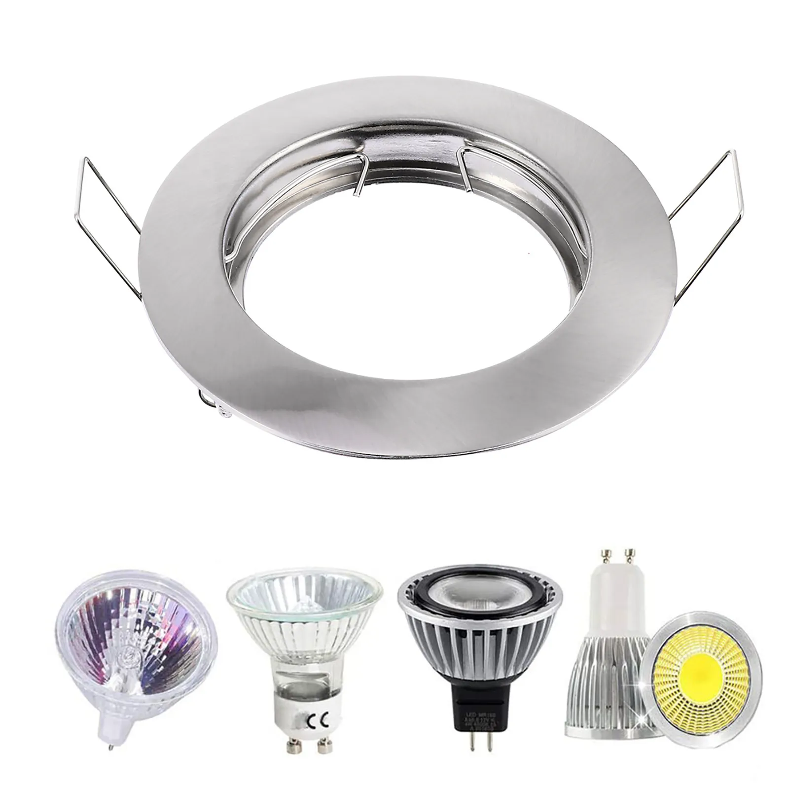 8pcs Recessed Round Ceiling Light Mounting Bracket Kit for GU10 Spotlights with Splashproof Trim Ring