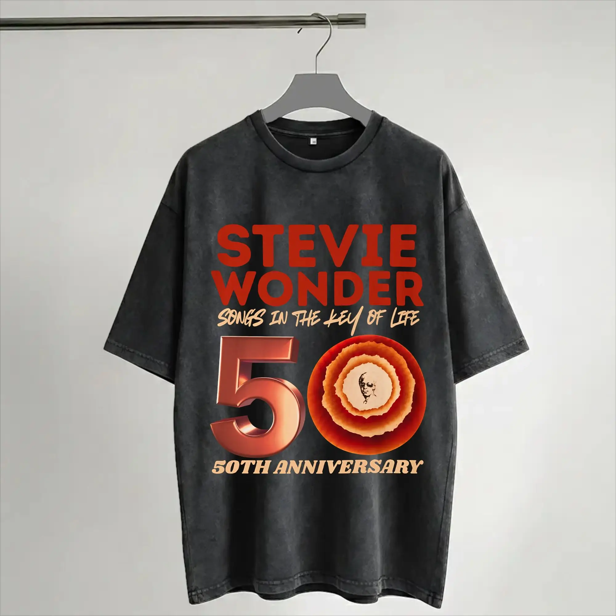 Harajuku Washed Shirt Stevie Wonder Songs in The Key of Life 50th Anniversary Tour  Merch T-Shirts High Street  Streetwear