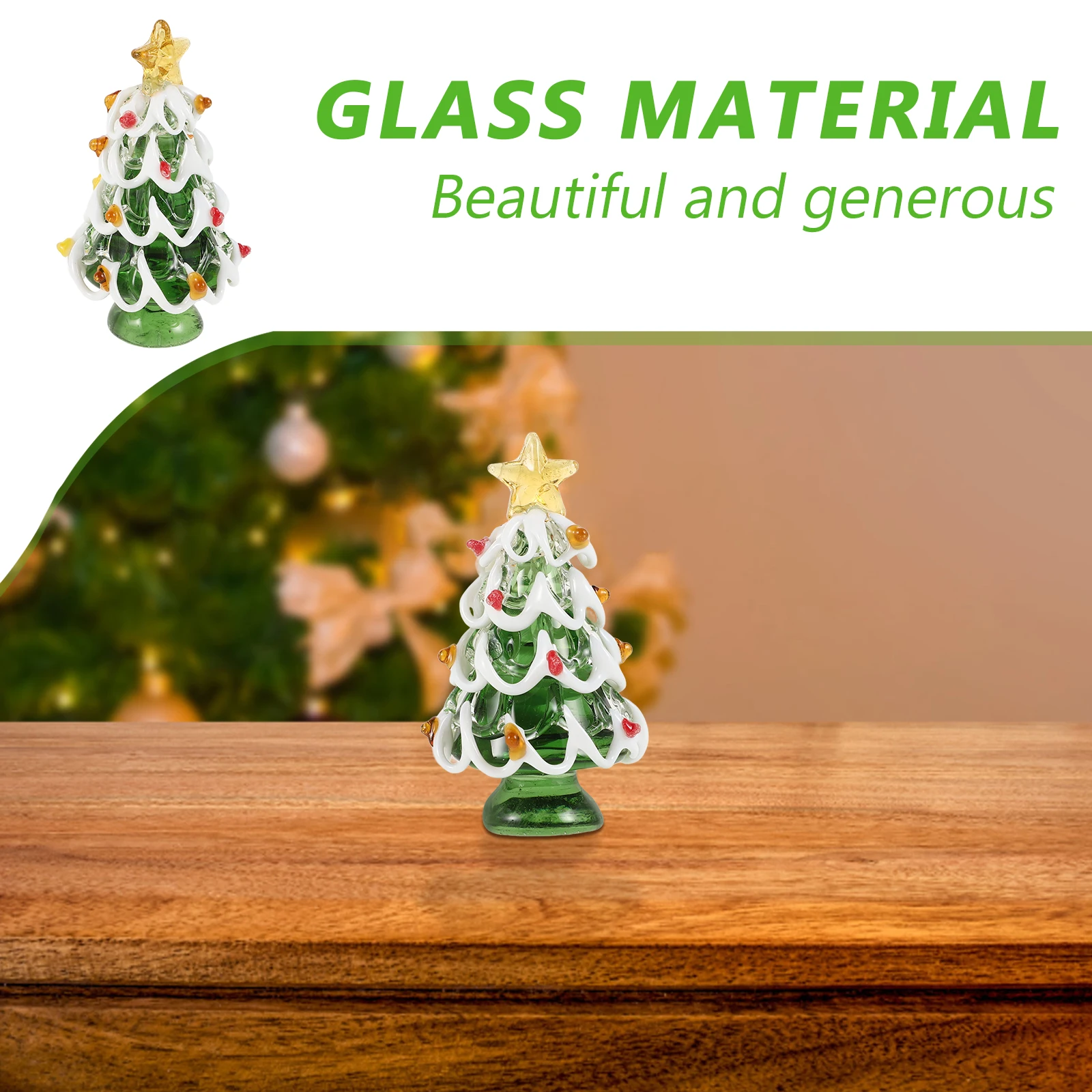 

Festive Glass Christmas Tree Statue 6.5cm Mini Tabletop Decor for Home Office Window Display Holiday Party Xmas Supplies