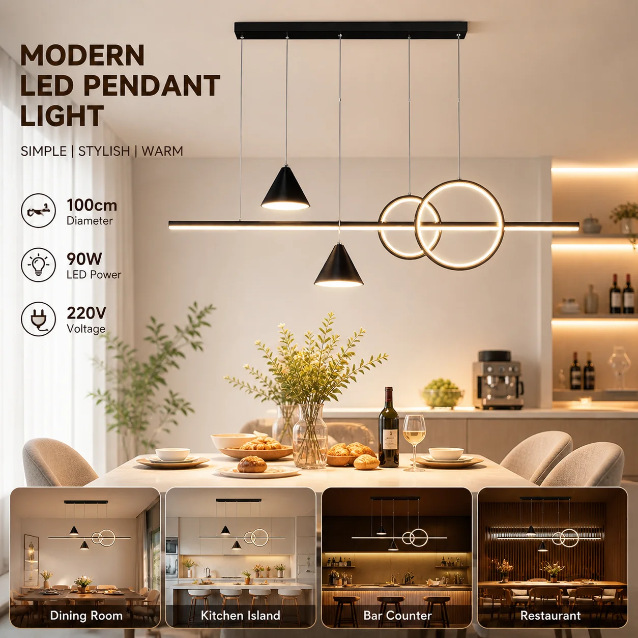 

Modern Luxury Minimalist LED Pendant Light, 2026 New Designer Chandelier for Dining Room, Kitchen Island, Bar Table Home Decor