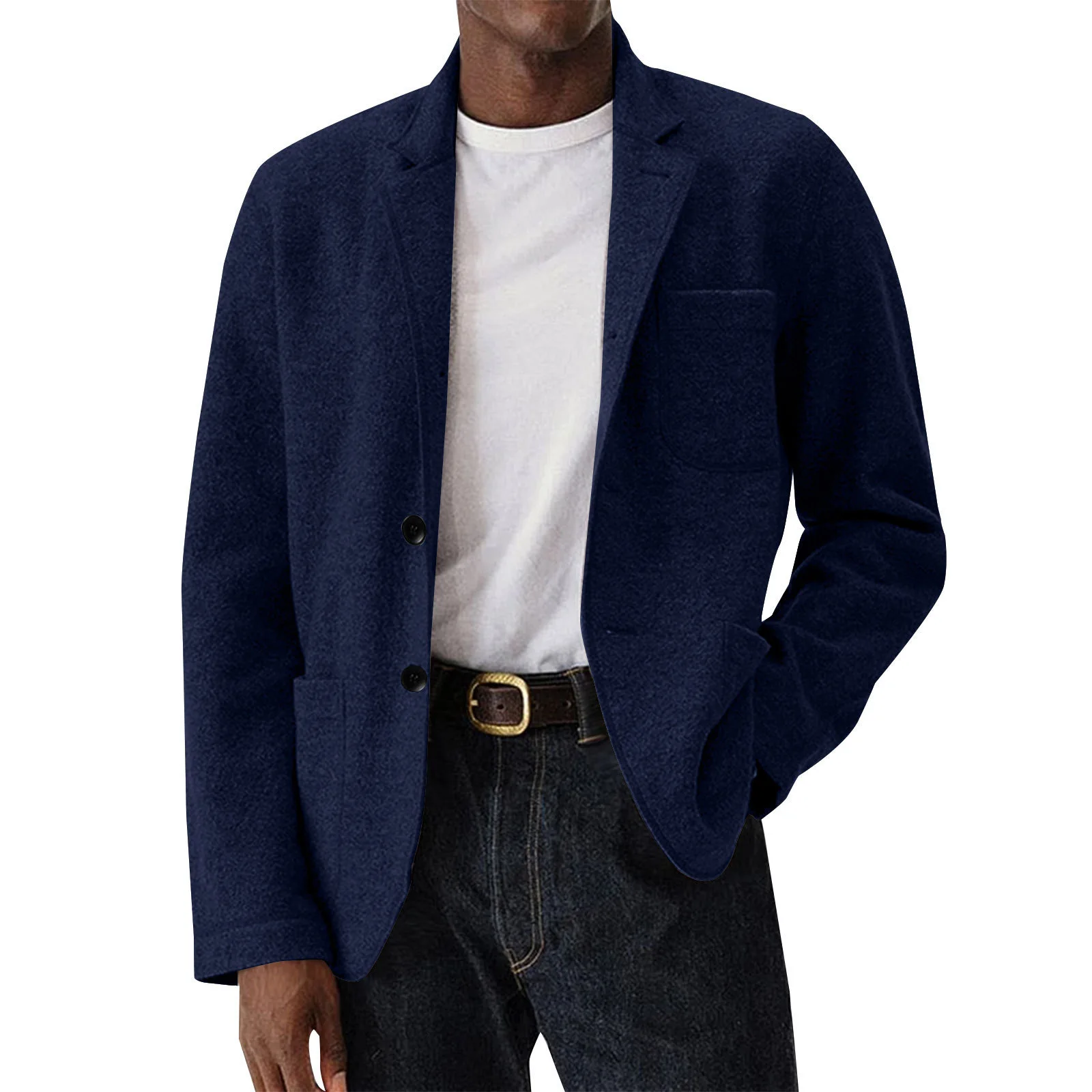 

Men's Solid Color Casual Versatile Woolen Jacket for Autumn and Winter