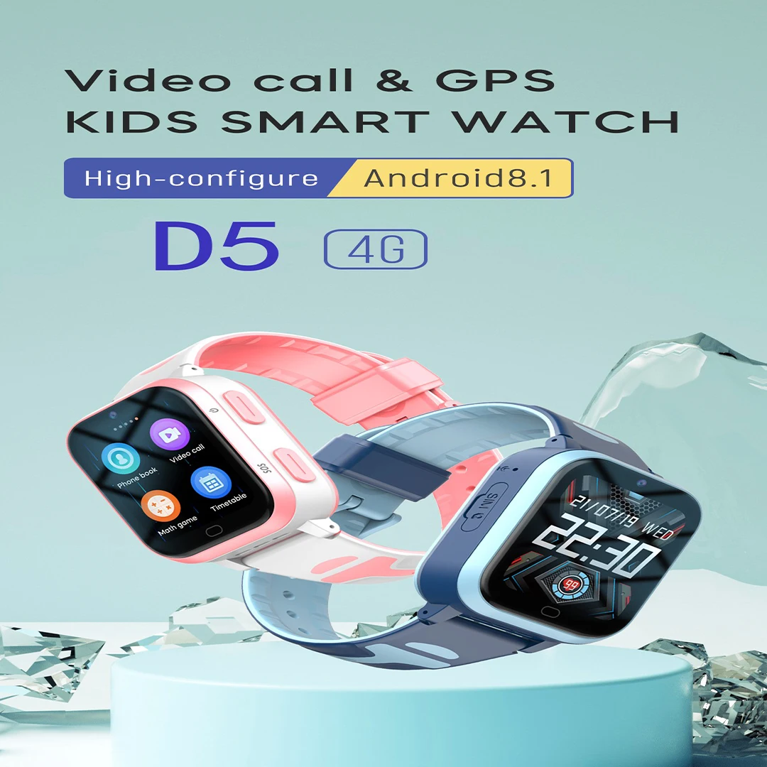 D5 4G GPS Smart Watch Kids with ROM 8GB Video Call Call Back Monitor Phone Android Watch big battery  IP67 Children Smartwatch.