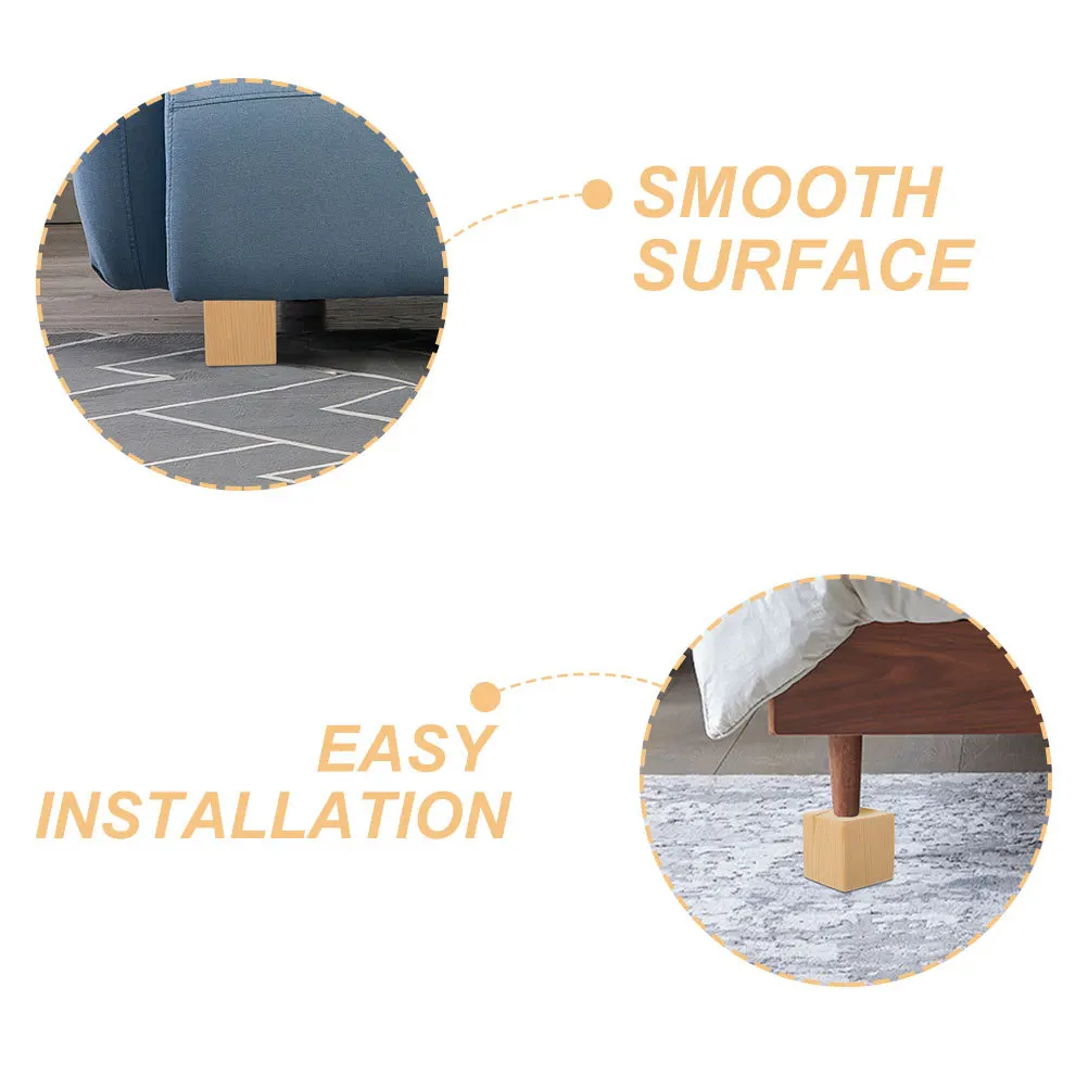 

2Pcs Wooden Risers for Furniture Heavy Duty Bed Sofa Table Couch Chair Elevator Blocks Sturdy Wood Material Anti-Slip Surface