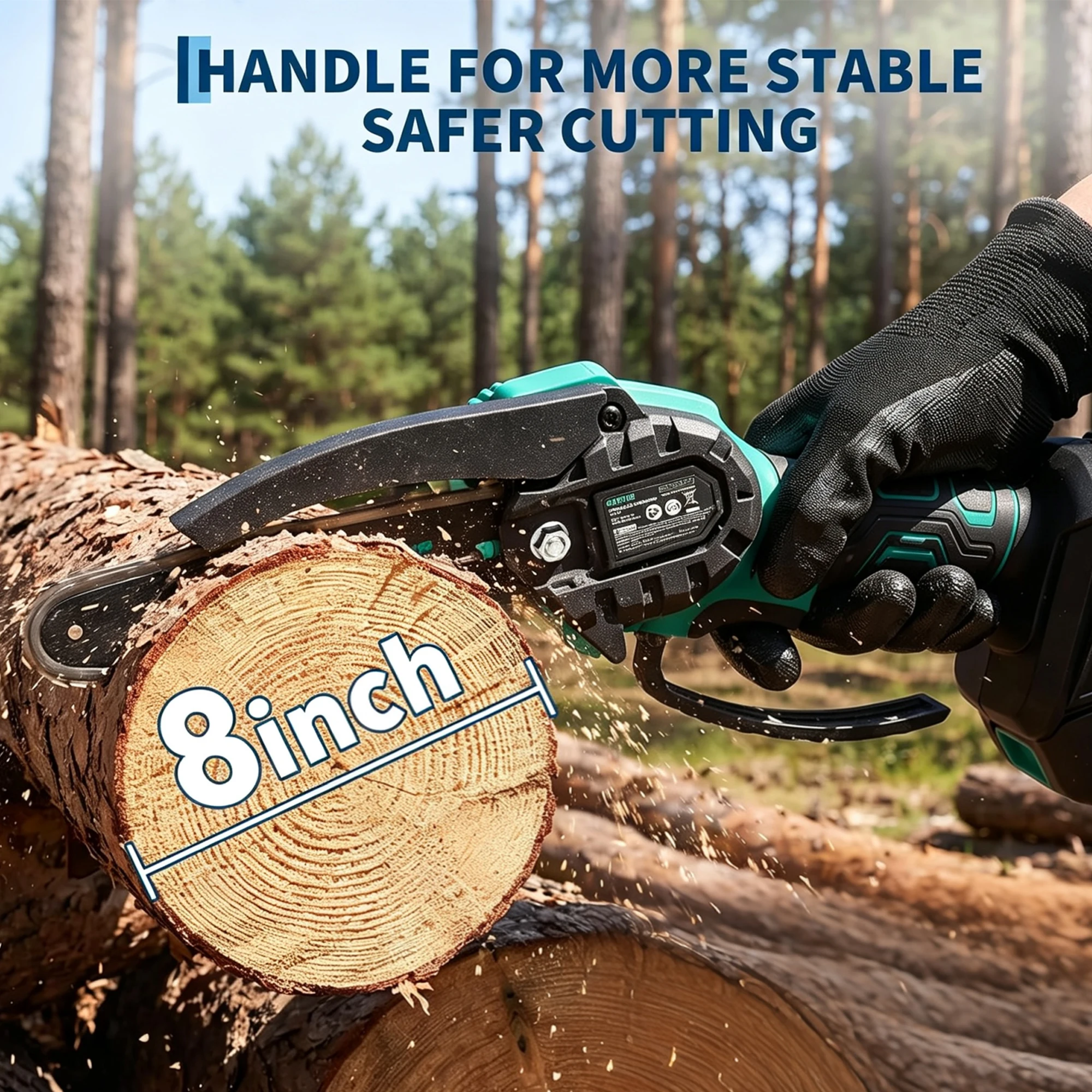 20V 8 Inch Cordless Mini Chainsaw With 2x 3000mAh Batteries, 8m/s Electric Pruning Saw With Oil Lube For Branch Wood Garden