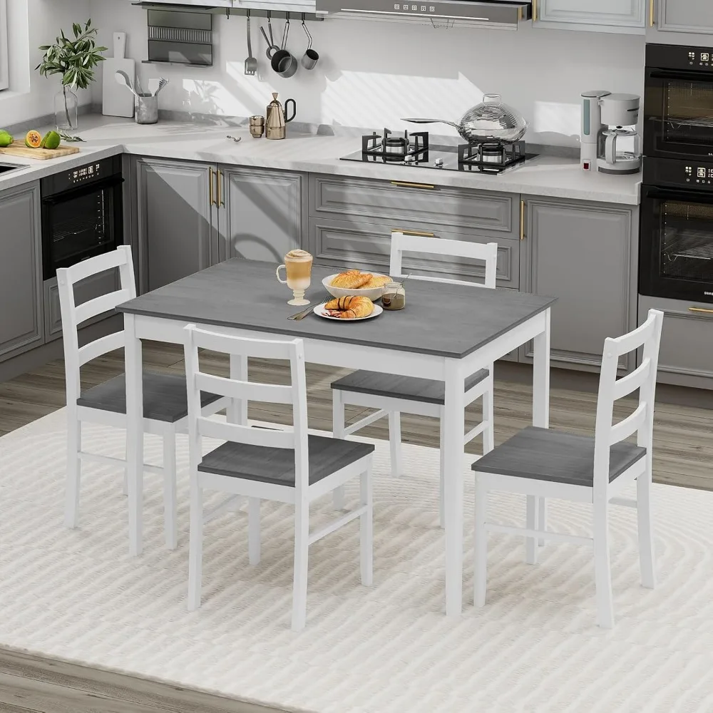 Dining table for 4 persons, breakfast corner, kitchen table, 4 dining chairs, compact space saving small dining chairs