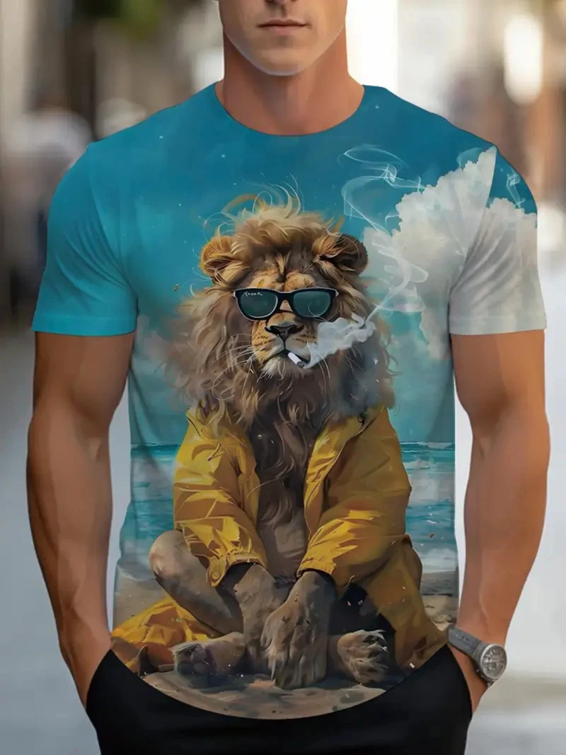 

New Summer Men Fashion T-Shirt 3D Printed Goat Lion Funny Tops Tees Casual Short Sleeve Animal Clothing Fashion Street Tshirts