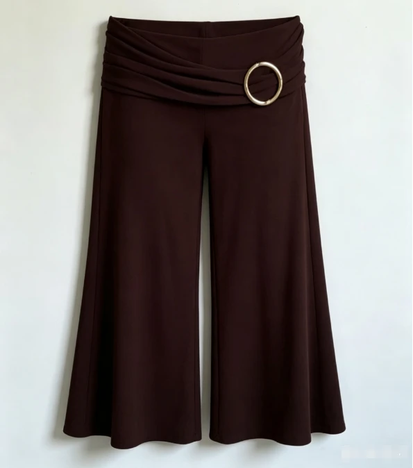 Summer Women Capri Pants Shorts Ruched Mid Rise Bodycon Casual Wide Leg Pants Metal Rings Clubwear Party Streetwear