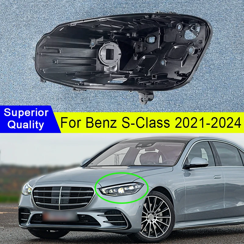 Pair For Benz S-CLASS W223 2021-2024 Car Light Rear Base House Front Headlight Back Housing Replace Original Headlamp Holder