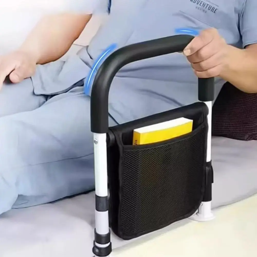 

С сумкой для хранения, безопасная ручка для пожилых людей, поручень для кровати, прочная вспомогательная панель для пожилых людей, противоскользящая вспомогательная рама для спальни