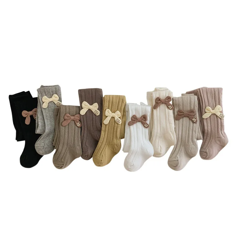 Girls Spring Autumn Tights Toddler Kids Baby Girls Cotton Tights Solid Rabbit Bow  Stockings Thermal Hosiery Pantyhose