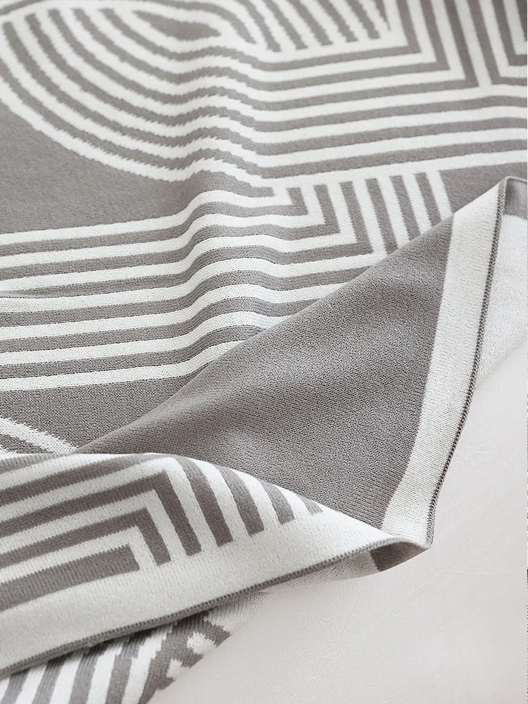 Nordic Geometric Knitted Blanket for Beds Modern Simplicity Sofa Cover Luxury Throw Blanket Home Decor Bed End Towel Soft Shawl