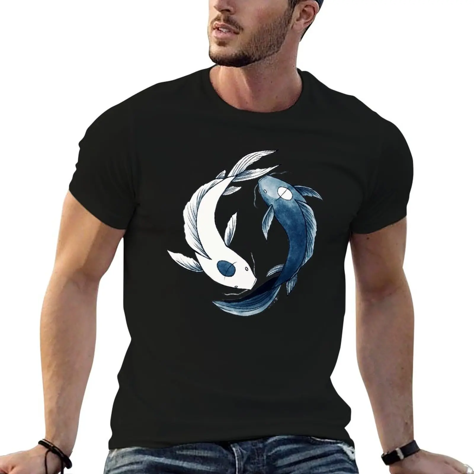 Camiseta Tui and La - Yin & Yang Koi, camiseta de manga corta de verano de talla grande