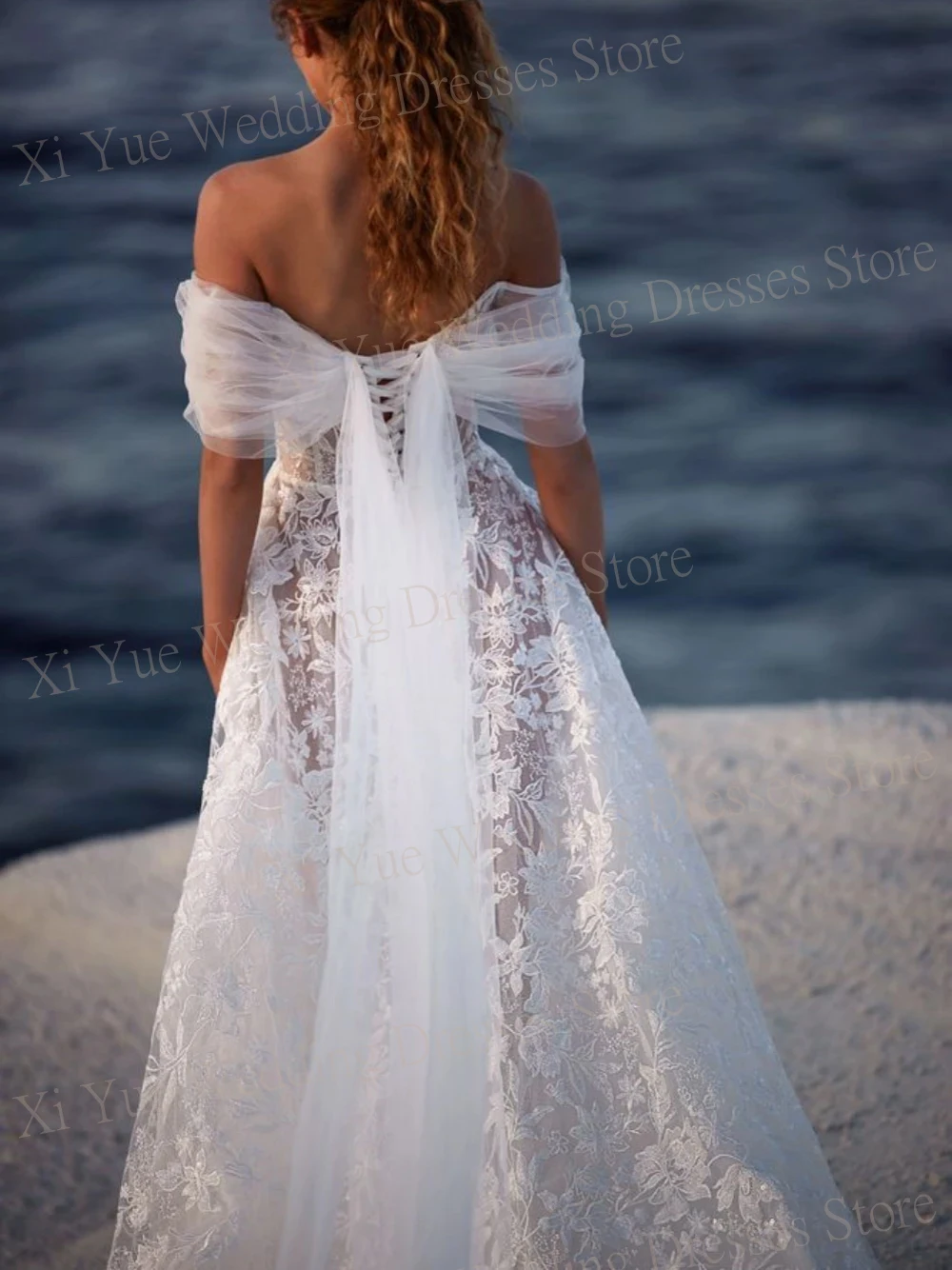 Exquisite Charming A Line Wedding Dresses Sleeveless Off The Shoulder Lace Appliques Bride Gowns New Boat Neck Vestidos De Novia