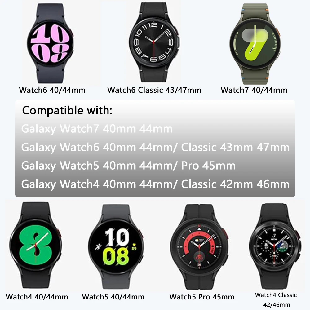 No Gaps 20mm Strap for Samsung Galaxy Watch7 6 5 4 44mm 40mm Silicone Band Watch4/6 Classic 42/46mm 43/47mm Magnetic Bracelet