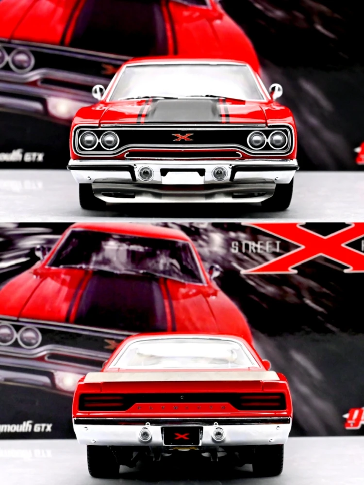 GMP 1:18 Plymouth GTX 1970 Red Muscle Car Alloy Fully Open Simulation Limited Edition Alloy Metal Static Car Model Toy Gift