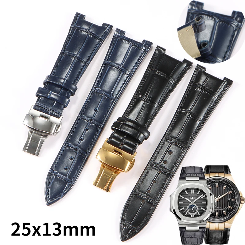 

Ремешки для часов из воловьей кожи для Patek Philippe NAUTILUS Citizen CB0164-17E IWC IW328901 328902, сменные браслеты, кожаный ремешок с вырезом