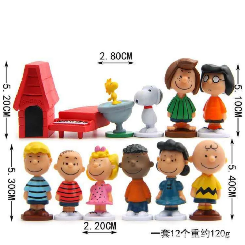 Gorące kreskówka z japonii orzeszki ziemne Snoopy Charlie Sally Woodstock figurka Mini zabawki modele miniaturowe ciasto ludzie kolekcja rekwizyty