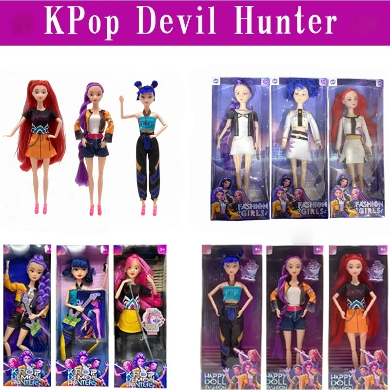 

K-Pop Themed Demon Hunter Witch Hunter Figurine Set - High Aesthetic Rubber Dolls, Cute Girl's Heart Decor Perfect Holiday Gift
