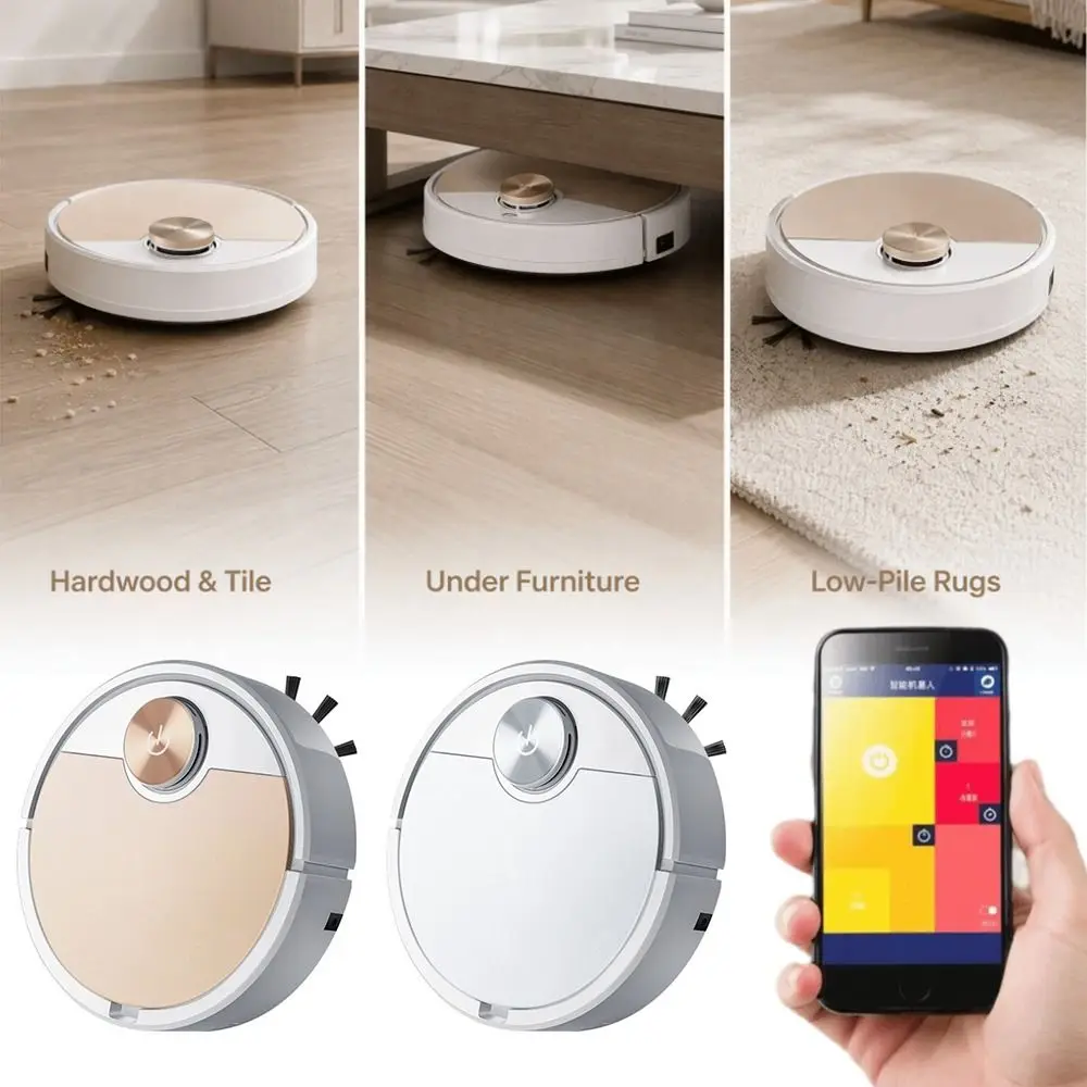 App Control Robot Vacuum Cleaner Wireless Rechargeable Mopping Vacuum Cleaner 3 in 1 Remote Control Vacuum Mop Robot Home Office